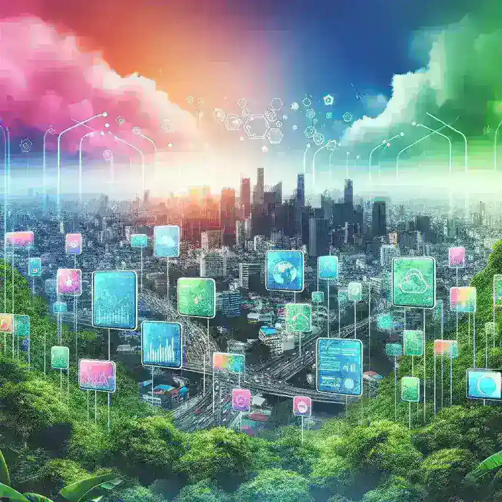 "BMKG launches new urban air quality monitoring app - smartphone displaying air quality index in a city environment."